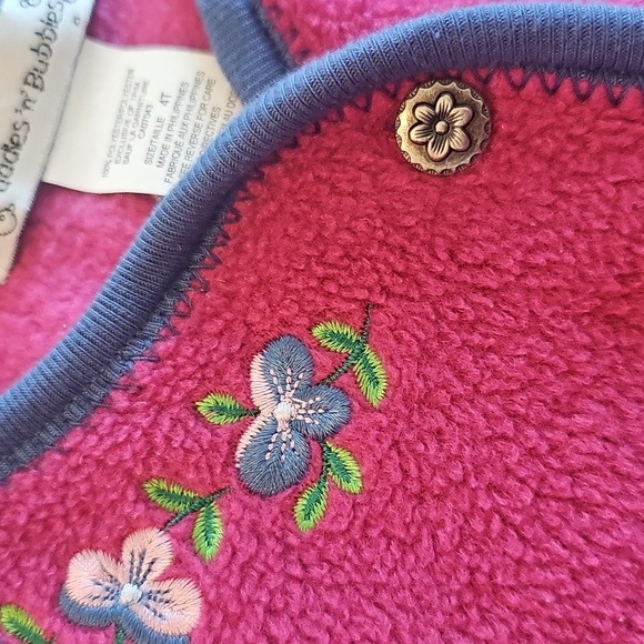 Vintage Puddles n Bubbles Embroidered Fleece Cardigan, 4T - Picture 4 of 9